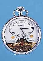HEBDOMAS HERRENTASCHENUHR 8-TAGE, SCHWEIZ UM 1985, METALL HARTVERCHR., EMAILBL. M. GOLD-PIQUET-ARBEIT, WERK VERG., SCHWUNGBER. DER UNR. ...