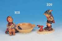 ASCHENBECHER, HUMMEL, GOEBEL, 30ER JAHRE, STICKLIESEL, STEINGUT, LEICHT BEMALT, L. RESTAURIERT, 7 X 16 CM