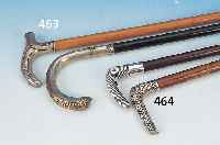 ZWEI STöCKE, UM 1900, SILBERGRIFFE, WIEN UM 1900 UND WOHL FRANKREICH, UM 1900: 1 X GRIFF MONOGRAMMIERT, L. 86 CM, ALTERS- SPUREN, ...