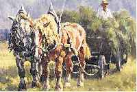 DEMETZ, KARL, 1909 TROSSINGEN - 1986 APFEL- STETTEN, BAUER MIT PFERDEFUHRWERK, ÖL/LWD., QUALITäTVOLLE MALWEISE, SIGNIERT, 30 X 40 CM RAHMEN
