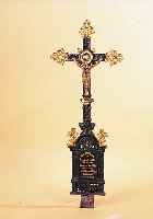ALTES GRABKREUZ, DEUTSCH, UM 1901, MIT INSCHRIFT, GUßEISEN, KORRODIERT, H. CA. 125 CM