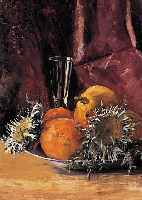 UNBEKANNTER MALER DER 1. HäLFTE DES 20. JH., STILLEBEN MIT OBST UND BLüTEN IN ZINNSCHALE, ÖL/LWD, UNSIGNIERT, CA. 40 X 30 CM, R.