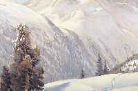 SCHEIRING, LEOPOLD, 1884 NASSEREITH, WAR MALER IN INNSBRUCK, SEIT 1927 VERMISST, WINTERLANDSCHAFT IM GEBIRGE, ÖL/MALKARTON, RE.U. SIGN., ...