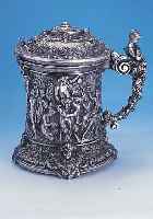 PRUNKHUMPEN, DEUTSCH UM 1900, 800ER SILBER, HANAU, WOHL NERESHEIM, UMLAUFEND DARST. VON BACCHANTISCHEN SZENEN, SOGN. DIONYSOSZUG MIT MäNAGEN, ...