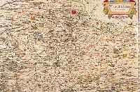 2 BLATT MIT KARTEN VON WESTFALEN, 1.) KOLOR.KUPFERSTICHK. V. J. JANSONIUS, CA. 1650, WESTPHALIA, MIT PRACHTVOLL KOLOR. KARTUSCHE RE. O., SEHR ...