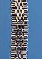 CARTIER ARMBANDUHRENBAND, STAHL/GOLD, GLIE- DERBR. CA. 15 MM, VERD. DOPPELTE FALTSCHL., L. VON STEG ZU STEG CA. 14,5 CM, EZ 2