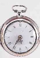 THOMAS BEST SPINDELTASCHENUHR, ENGLAND UM 1820, SILBER, ÜBERGEH., GEW. EMAILBL. AM RAND FEIN HAARR., VERG. PLATINENW., ANTRIEB üBER KETTE U. ...
