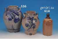 ZWEI GEFäßE, WESTERWALD, UM 1830-40 BZW. 1860-1870, STEINZEUG, GRAUE SALZGLASUR, BLAUE SMALTEMALEREI, H. CA. 38 BZW. 33 CM