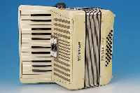 ZIEHHARMONIKA HOHNER STUDENT IVM, 50ER JAHRE, PERLMUTTFARBENES BAKELITGEHäUSE, IM KASTEN, DIESER BESCH.