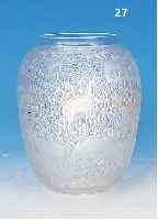 VASE "BICHES", SIGN. R. LALIQUE, 30ER JAHRE, FARBL. PREßGLAS, REICH RELIEFIERT MIT REHEN IN WALDLANDSCHAFT, LIT. VGL. MARCILHAC S. ...