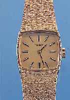 TISSOT DAMENGOLDUHR, REF.-NR. 8-1627, SCHWEIZ UM 1967, GG 585/000, OBERFL. MATT., BODEN GEDR., VERG. BLATT, FORMANKERWERK, 17 ST., ...