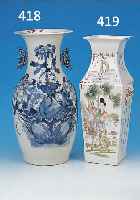 VASE, CHINA, UM 1900-1920, PORZELLAN, REICHEFLORALE BLAUMALEREI, H. CA. 43 CM