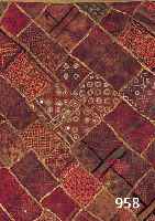 TUCH, BURMA, UM 1900, GEWEBT UND BESTICKT, IN PATCHWORKTECHNIK GEARBEITET, EINGEARBEITETESPIEGELPLäTTCHEN, CA. 70 X 70 CM