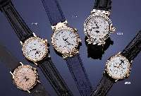 EXCELSIOR PARK HERRENARMBANDUHR, SELTEN, CHRONOGR.-FKT. MIT MONDPHASE UND DATUM BEI 12, GG 750/000-GEH., BODEN U. GLASRAND AUFGEDR., KORREKTURDR. ...