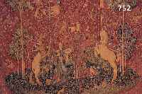 WANDTEPPICH, 20. JH., NACH VORBILD VON CLUNYGEARBEITET, HANDGEWEBT, 133 X 152 CM