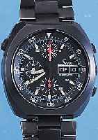 SINN ARMBANDCHRONOGRAPH SPACELAB, REF.-NR. 140/42, SCHWEIZ UM 1993, EDELST. SCHW. MATT., BODEN GESCHR., MINERALFLACHGL., KONTRASTZIF- FERBL., 60ER ...