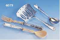 6 VORLEGETEILE, WMF UM 1900/05, ATELIER ALBERT MAYER, REINER JUGENDSTIL, BEST. AUS 2-TEIL. SALATBESTECK MIT BAKELIT-GEBR.TEILEN, 3 ...