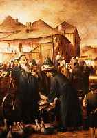 JULISSE MARKT, MARKTGESCHEHEN, ÖL/LWD., UNSIGN., L. HAARRISSIG, 80 X 60 CM