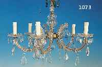 DECKENLAMPE, ITALIEN, 50/60ER JAHRE, GLASGEHäNGE, 5 BRENNSTELLEN, H. CA. 47 CM, D. CA. 60 CM, FUNKTION NICHT GEPRüFT