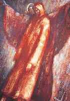 GELBMANN, AUFSTEIGENDER ENGEL, ÖL/LWD., RüCKSEITIG SIGN., BEZ. U. DAT. 1987, BILD MONOGRAMMIERT, 91 X 60 CM