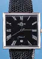 JAQUET GIRARD ARMBANDUHR AUTOMATIK, REF.-NR.48130, SCHWEIZ UM 1973, METALL HARTVERCHR., EDELST.-BODEN, GLASR. GEDR., GR. CARREE-FORM CA. 35 X 35 ...