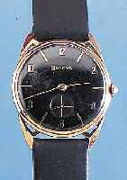 BULOVA HERRENARMBANDUHR, REF.-NR. B173910, USA UM 1957, METALL M. GG-AUFLAGE, BETONTE BANDANST., GLASR. GEDR., ORIG.-BLATT L. FL., KL. SEK. ...