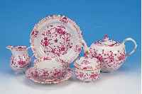 TEESERVICE 15-TLG, MEISSEN, 60/70ER JAHRE, PORZELLAN, REICHER IND. DEKOR, KANNENHöHE: 12 CM, GOLDRäNDER