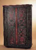 BAUERNSCHRANK, SüDDEUTSCH, 19. JH., WEICH- HOLZ MIT ALTER BEMALUNG, BESCHLäGE SPäTER, EINE LEISTE FEHLT, ALTERS- UND FARBSCHäDEN, 164 X ...