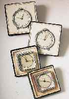 KONVOLUT: 7 KIENZLE MINIATURWECKER, ALLE IM ORIG.-LAGERKASTEN, UNGEN., 40ER JAHRE, 2X D. CA. 53 MM, 5X QUADRATISCHE FORM MAßE üBER DIE ...