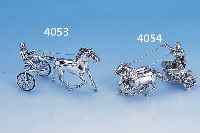 SILBERMINIATUR: SULKY, SILBER GEPR., VOLLPLASTISCHE DARSTELLUNG, GUMMIBEREIFTE RäDER BEWEGL., L. CA. 9 CM