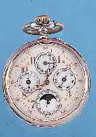 GALONNE HERRENTASCHENUHR LEPINE, SCHWEIZ UM 1898, 800ER SILBER, RäNDER ROTVERG., VOLLKA- LENDERANZ. INCL. MONDPHASE, KORREKTURDR. HIER-FüR IM ...