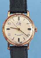 GLASHÜTTE HERRENARMBANDUHR, REF.-NR. 261853,DEUTSCHLAND UM 1964, METALL ROTVERG. BER., EDELST.-BODEN GEDR., 17 ST., HANDAUFZUGKAL. 70,1, ...
