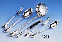 BESTECK FüR 6 PERSONEN, 925ER SILBER, NEUFADEN, BEST. AUS: 6 MESSER (GRIFFE GE- FüLLT, KLINGEN STAHL), 6 GABELN, 6 LöFFEL, 6 ...