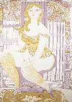 BACHEM, BELE, * 1916, LITHOGRAPHIE, 69 X 49,5 CM, DIE SCHöNE LUZIE AUF DEM BIDET, LEICHT GEBRäUNT, ALTERSSPUREN
