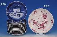 SCHALE, MEISSEN, UM 1960/70, PORZELLAN PURPURFARBENE IND. MALEREI, D. 23 CM