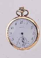 HOWARD HERRENTASCHENUHR LEPINE, REF.-NR. 119858, USA UM 1915, GG 585/000, AUßEN GLATT, BODEN VERSCHL. SCHMUCKMONOGR. "CEE", GOLDCUV. ...