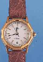 BAUME & MERCIER DAMENARMBANDUHR RIVIERA, REF.-NR. 83212-1, SCHWEIZ UM 1988, GG 750/000,BODEN U. KRONE GESCHR., BEI FERTIGST. WASSER- D., UNGETR. ...