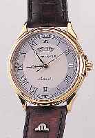 MAURICE LACROIX HERRENARMBANDUHR AUTOMATIK, REF.-NR. 09690, SCHWEIZ UM 1996, METALL VERG.,EDELST.-BODEN GEDR., SAPHIRFLACHGL., TAG U. DATUM, ...