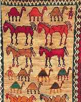 GABBEH,PERSIEN CA 197 X 107 CM. .EHZ 3 WOLLE AUF WOLLE.CA 60 JAHRE.