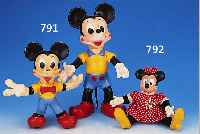 ZWEI MICKEY-MOUSE-FIGUREN, 60ER JAHRE, SIGN. WALT DISNEY PRODUCTIONS, KUNSTSTOFF, QUIETSCHLAUTE, BERIEBEN, GEBR.-SPUREN, H. CA. 35/26 CM