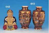 PAAR VASEN, JAPAN, SATSUMA, ENDE 19. JH., STEINGUT, H.19.5 CM, UMLAUFENDE BEMALUNG, GOLDSTAFFAGE, L. BERIEBEN, AM BODEN GEMARKT