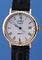 GLASHÜTTE ORIGINAL HERRENARMBANDUHR AUTOMATIK, DEUTSCHLAND UM 1993, METALL HARTVERG., BEIS. MINERALVERGL., EMAILFARB. KONTRASTZIF- FERBL., ...