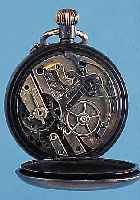 TASCHENUHRCHRONOGRAPH THE ASCOT, REF.-NR. 51336, SCHWEIZ/ENGLAND UM 1904, STAHL BRüN., EMAILBL., 30-MIN.-STOPPZäHLER (ENTGEGENGES. ZäHLEND), ...