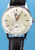 OMEGA HERRENARMBANDUHR, SCHWEIZ UM 1964, NEUTR. METALLGEH. HARTVERCHR., AUF KD.-WUNSCH BEIDS. VERGL., REST. BLATT, WERK ROTVERG., 15 ST., ...