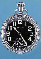 WALTHAM B-TASCHENUHR, REF.-NR. 501773, USA UM 1940, METALL-SCHR.-GEH. VERCHR., SCHW. EMAILKONTRASTZIFFERBL., 9 ST., KAL. 16S, SCHR.-UNR., ...