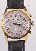 FAVRE LEUBA ARMBANDCHRONOGRAPH, REF.-NR. 498/30222, SCHWEIZ UM 1960, METALL HARTVERG., EDELST.-SCHR.-BODEN, VERS. BLATT ALTERSBED. L. FL., ...
