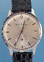 GIRARD PERREGAUX HERRENARMBANDUHR, SCHWEIZ UM 1950, NEUTR. METALLGEH. HART VERCHR., EDEL-ST.-BODEN U. GLASR. GEDR., BLATT REST., BRüK- KENANKERW., ...