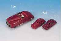 ZWEI SCALAMOBILS, JNF, 30ER JAHRE, BLECH ROT LACKIERT, ZäHLMECHANIK IM DACH, L. CA. 9 CM