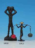 SALZ UND PFEFFERSTREUER, ROBERT ROHATSCH, WIE-NER WERKSTäTTE, UM 1930/40, BRONZE, STREUER AUS BAKELIT, H. 11.5 CM