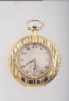 TAVANNES/CYMA HERRENTASCHENUHR LEPINE, REF.-NR. 3318345, SCHWEIZ UM 1930, GG 750/000, LüNETTE U. GEH.-BODEN STREIFENDEKOR, EMAILL. (BLAU U. ...